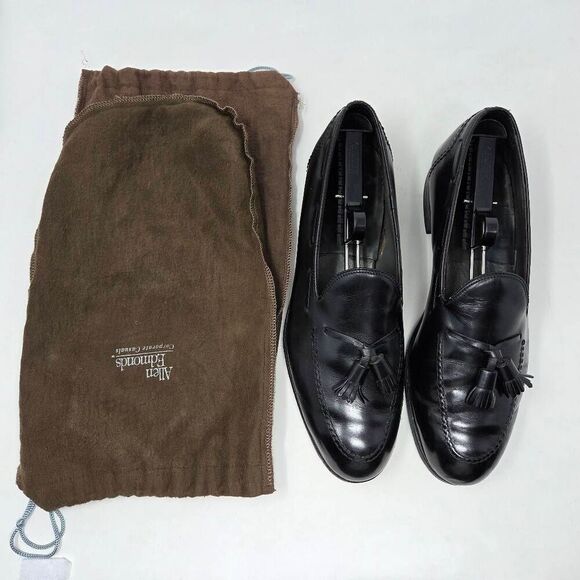 ALLEN EDMONDS GRAYSON BLACK CALF LEATHER TASSEL LOAFER MENS SIZE 10.5 B - Picture 2 of 9